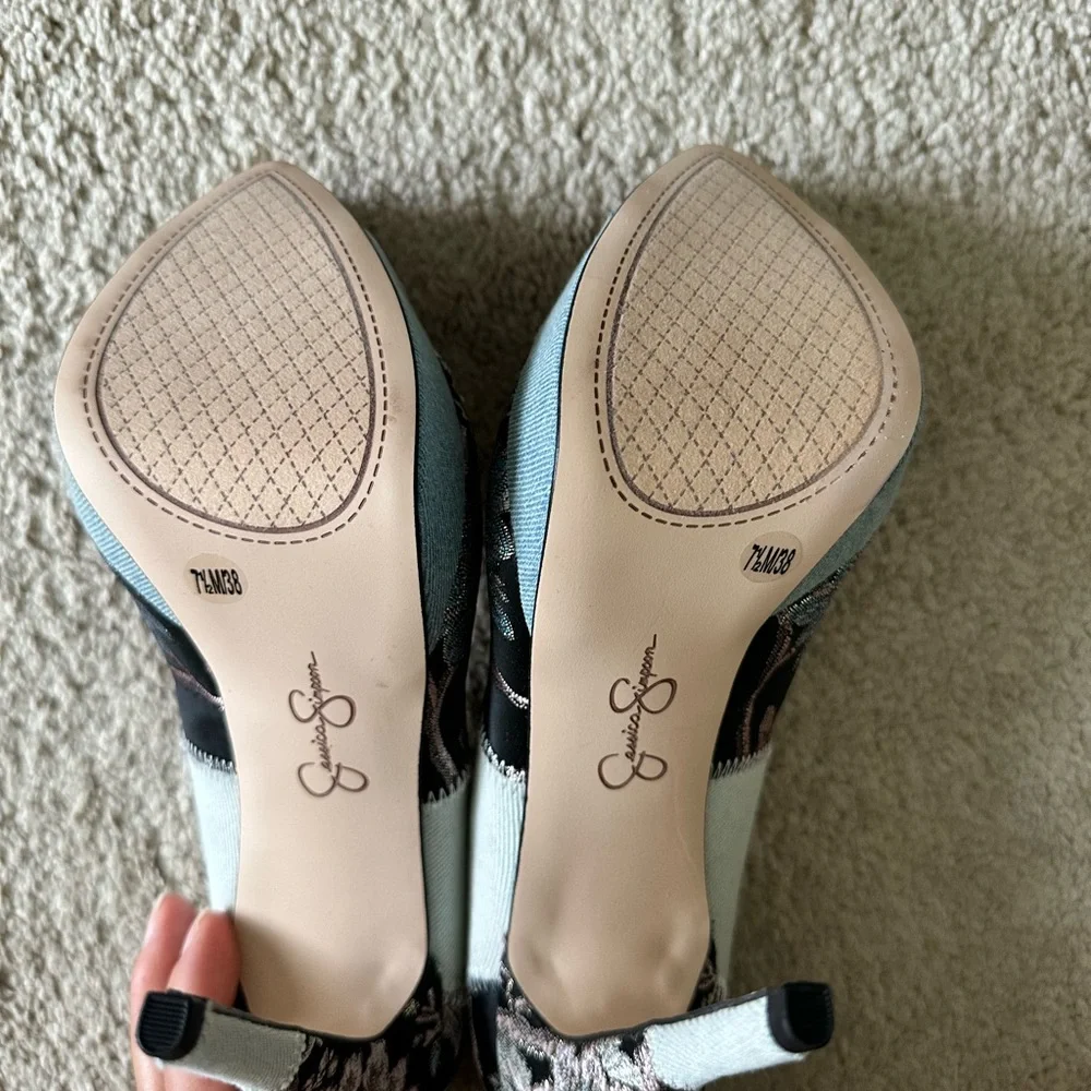 Jessica Simpson Denim/Floral Patchwork High Heels - Picture 2 of 2